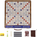 Wooden Folding Crossword Board Game – Word Game Set with 100 Letter Tiles Sand Timer Pencil Racks &amp Bag – Portable Wooden Game for Adults &amp Family