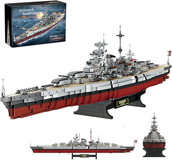 WW2 Military Bismarck Battleship Building Set Large-Sized Warship A Gift Compatible with Lego et for Adult Collection(2073 Pcs)