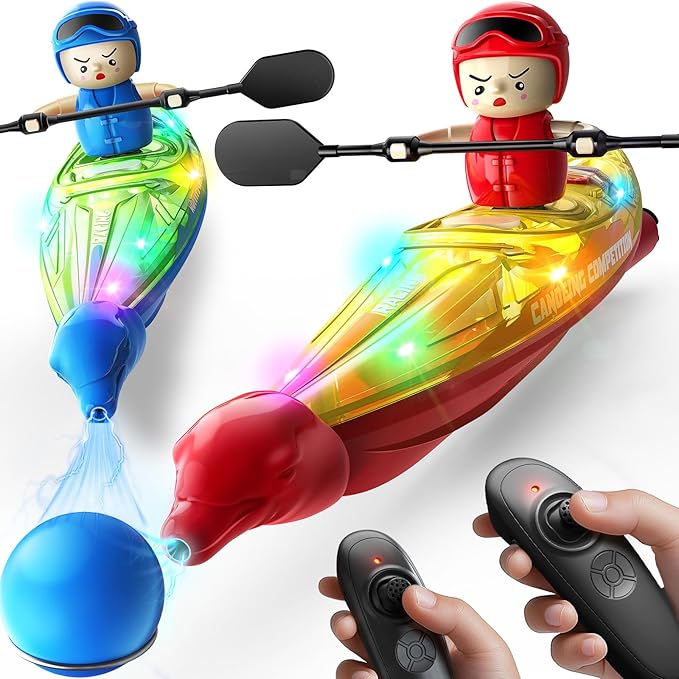 SYMA RC Boats 2 Pack for Kids 6-12 Remote Control Kayaks with Magnetic Dolphin Nose &amp 3 Balls Up to 40 Min Playtime LED Light Up Water Toys for Pool Water Table &amp Bathtub