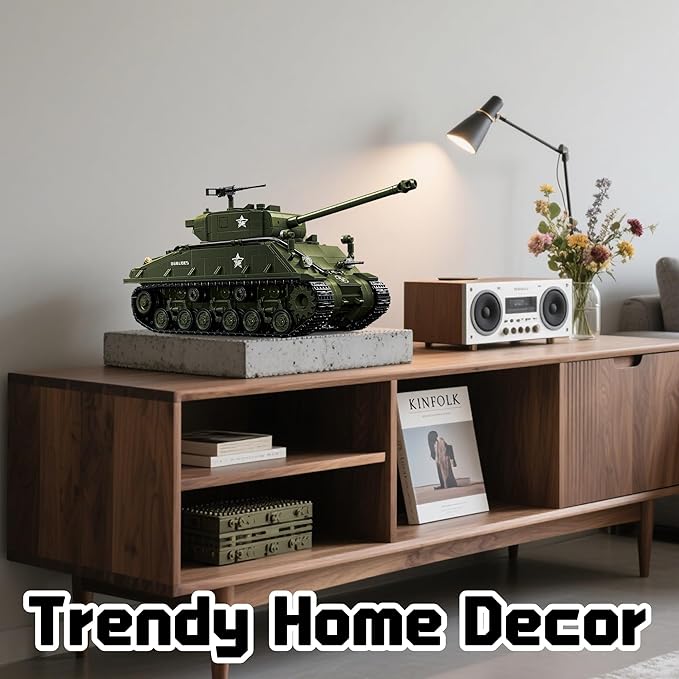 M4 Sherman Tank Building Set WW2 Army Military Vehicles Collection for Adults Home Decor