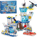 MindBox Police Station Building Blocks Set 800pcs Building Toy with ShipBoat &amp Helicopter for Boys 8+