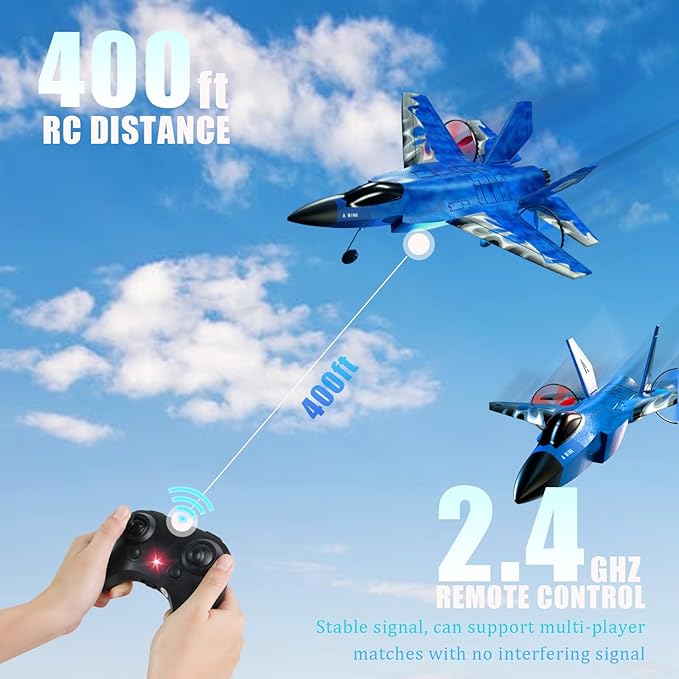 RC Gravity Glider AirplaneRemote Control Airplane for Teen Over 14 Years of Age with Batteries2 CH Foam RC Plane Toys-Blue