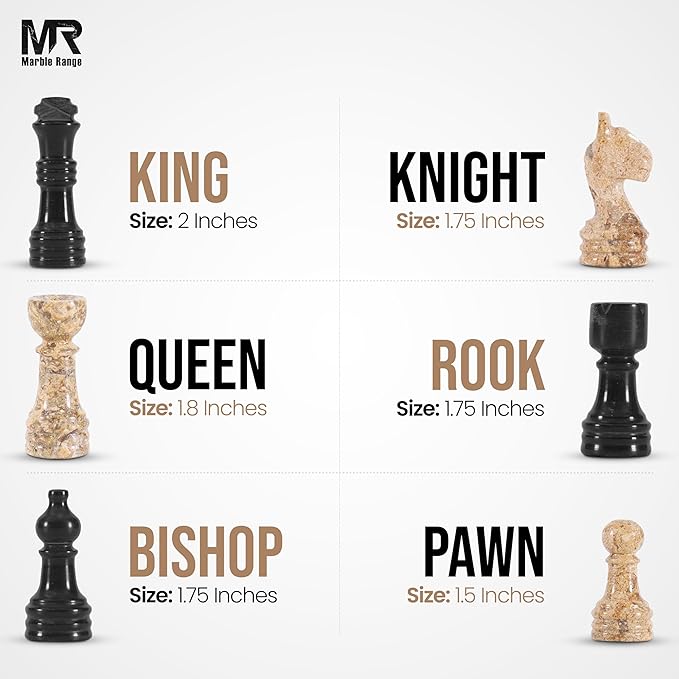 Marble Chess Set for Adults 10 Handmade Black &amp Coral Board Game with 32 Chess Pieces 2 Extra Queens &amp Storage Box Luxury Travel Game Elegant for Home Decor