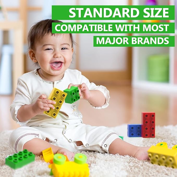 100 Pcs Jumbo Building Blocks Set for Toddlers (80 Square &amp 20 Rectangle) | Compatible Big Construction Bricks in 5 Colors | Kids Ages 3+ STEM Toy