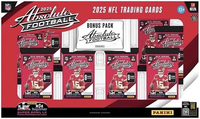 2025 Panini Absolute Football Bundle Box 8 Bulk Packs 8 Cards per Pack 1 Bonus Pack