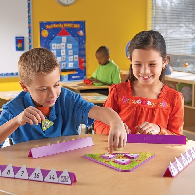 Learning Resources Tri-FACTa Multiplication &amp Division Game - Math Manipulatives Kid Montessori Board Games Classroom Must Haves STEM Number Cards Critical Thinking Back to School Kids Gifts