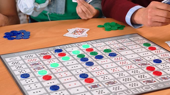 Sequence Premium Edition - Stunning Set with Giant Board (20.25 x 26.25 inches) Exclusive Chips and Deluxe Cards by Goliath Blue for Ages 7+