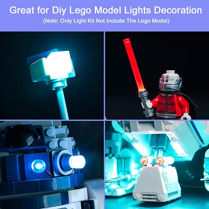 Upgraded Led Light Kit Compatible with Lego R2-D2 Brick Built Droid Figure Building Set Lights Decoration Compatible with Lego 75379 Best Gifts for Adults (Model Not Included)