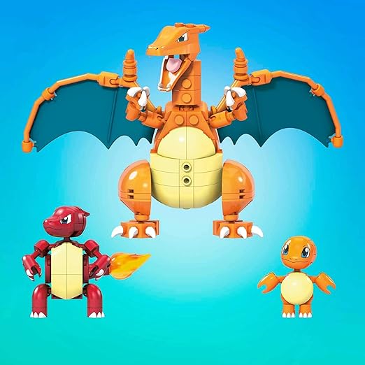 MEGA Pokémon Action Figure Building Toys for Kids Charmander Evolution Set with 313 Pieces 3 Poseable Characters Charmeleon and Charizard