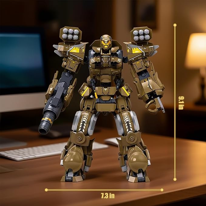 HIGH GODO Artillery Mech Robot Transforming Building Blocks Set for AdultsCity Warrior Justice Hero Soldier Mech Model Building Kit Cool Creative Robots Toys Gift for Teens 581 Pieces