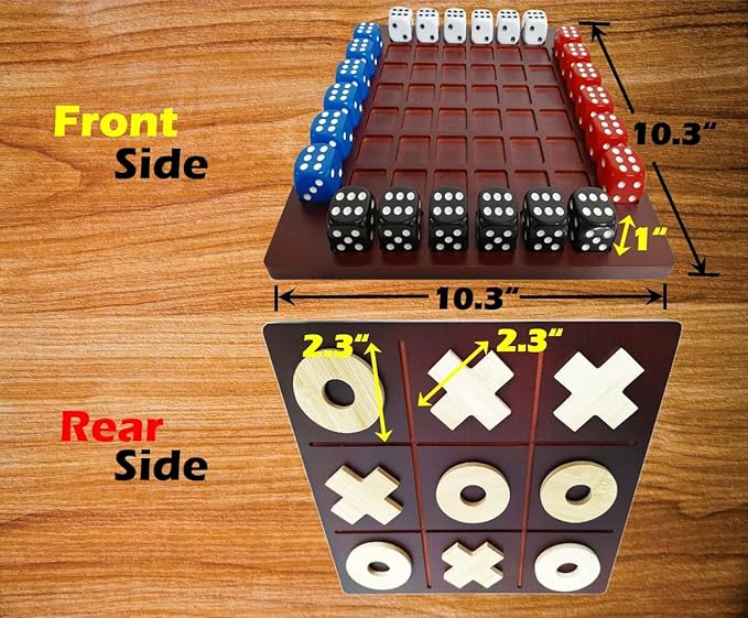 Dual Sides Battle &amp TicTacToe - Wooden Coffee Table Game for 2-4 Players