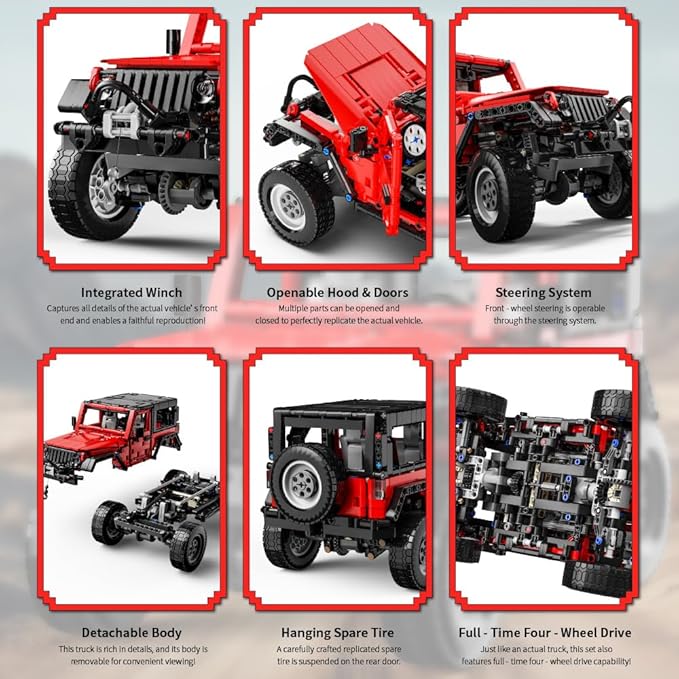 RiceBlock Off-Road Vehicle Model Building Setfor Adult Challenging Car Building Toys Boys Aged 8 and Above 1313 Pieces