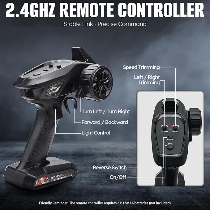 1:16 Scale All Terrain RC Cars High Speed Fast RC Car Max 45km/h 4WD Electric Vehicle Remote Control Monster Truck with 2 1500mAh Batteries2.4GHz 4X4 Off-Road RC Drift Car for Kids Boys Adults