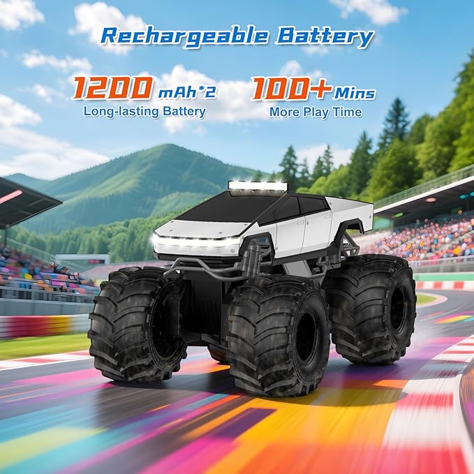 Amphibious Remote Control Car 1:18 Monster Truck Toys for Boys RC Cars 2.4 GHz Waterproof RC Trucks 4WD All Terrain Off-Road Pickup Kids Christmas Birthday Gifts Present Boys Girls Toys Ages 6+