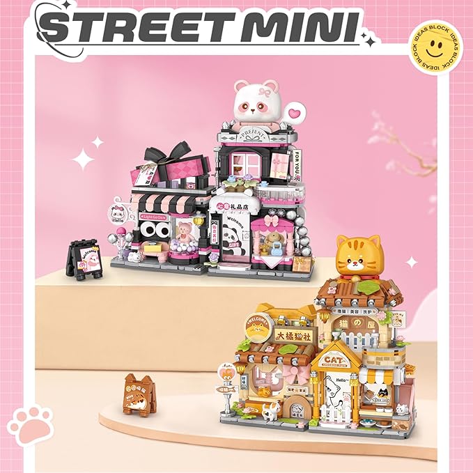 Mini City Shop Street View Building Blocks Model SetSimulation Animals Architecture Collection Particle Construction Building Bricks ToyHome Decoration (Cat Grooming Room)