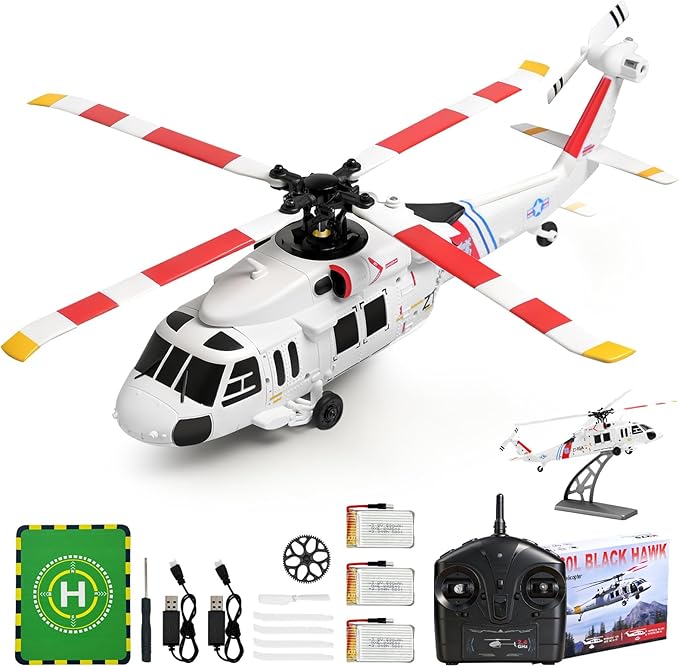 CKYSCHN UH60L Black Hawk RC Helicopter Brushless 4CH WLtoys K270 Remote Control Helicopter with Optical Flow Positioning for Adults 2.4G RC Aircraft 3 Batteries