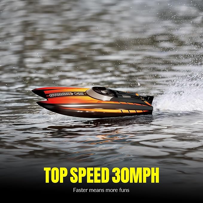 volantexrc Remote Control Boats for Pools and Lakes 30+MPH AtomicXS High Speed RC Boat for Adults Gifts with 2 Batteries &amp Reverse Function (795-5 Orange)
