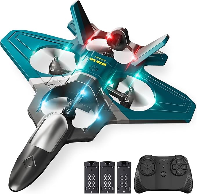 RC Planes with 3 Batteries for Kids Adults Foam Remote Control Airplane Jet Helicopter Drone Toys for Kids Adults 8-12 12-16 Remote Control Plane Airplane Toys with Led Lights