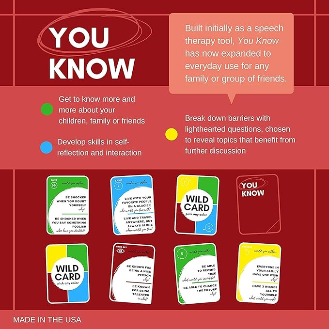 You Know Social Skills Games and Therapy Games A Fun Game That Opens Communication and Encourages Meaningful Conversations to Establish Relationships