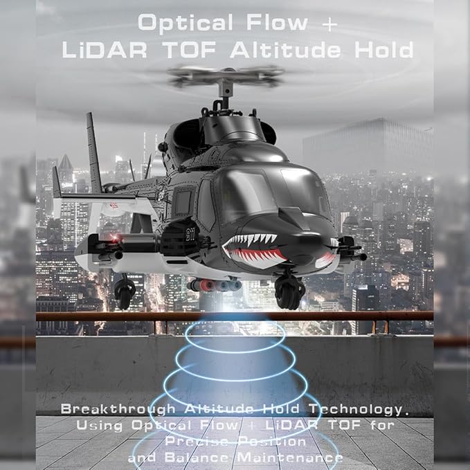 1/34 Scale AW-911 Air-Wolf RC Helicopter 2.4G 9CH Flybarless Airplanewith 6G/3D Stunt Mode and GPS Positioning (RTF Version/Mode 1/Mode 2)