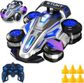 1:14 Remote Control Roll Stunt Car for Boys 360°Rotating 4WD RC Cars with Lights Music Upright Walking Four-Wheeled Rollover Toy Car Presents for Age 6-12（Blue）