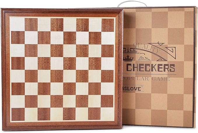 VAMSLOVE Chess and Checkers Board Game Sets for Adults Wooden Deluxe 15 inch Wood Board Box with Storage Classic 2 in 1 Large Size with Chess Pieces - 3” King Height - 2 Extra Queens