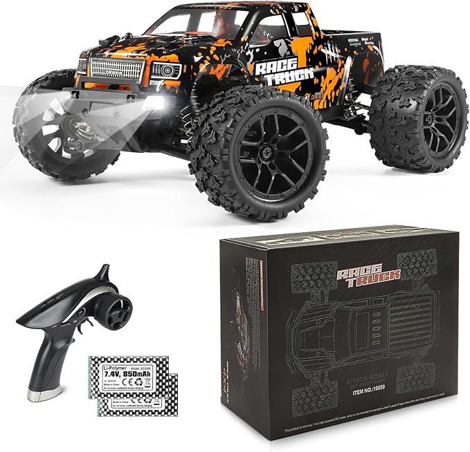HAIBOXING 1:18 Scale RC Monster Truck 18859 36km/h Speed 4X4 Off Road Remote Control CarsWaterproof Electric Powered RC Cars All Terrain Toys Vehicles with 2 Batteries Xmas Gifts for Kid and Adults