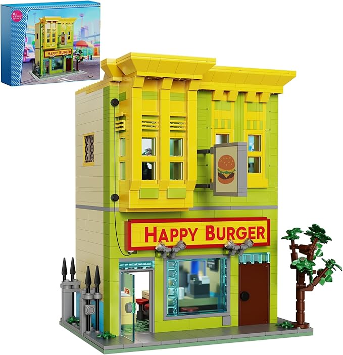 Happy Burgers House Building Set The Bob's House Kuchi Kopi Building Blocks Toys Set Compatible with Lego Great Gift and Collectibles Set for Belcher Family Cartoon TV Fans Boys &amp Girls(1018 PCS