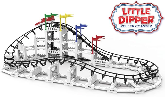 CDX Blocks: Little Dipper - 324 Pcs Building Brick Set Gravity Powered Roller Coaster Model Promotes STEM Learning