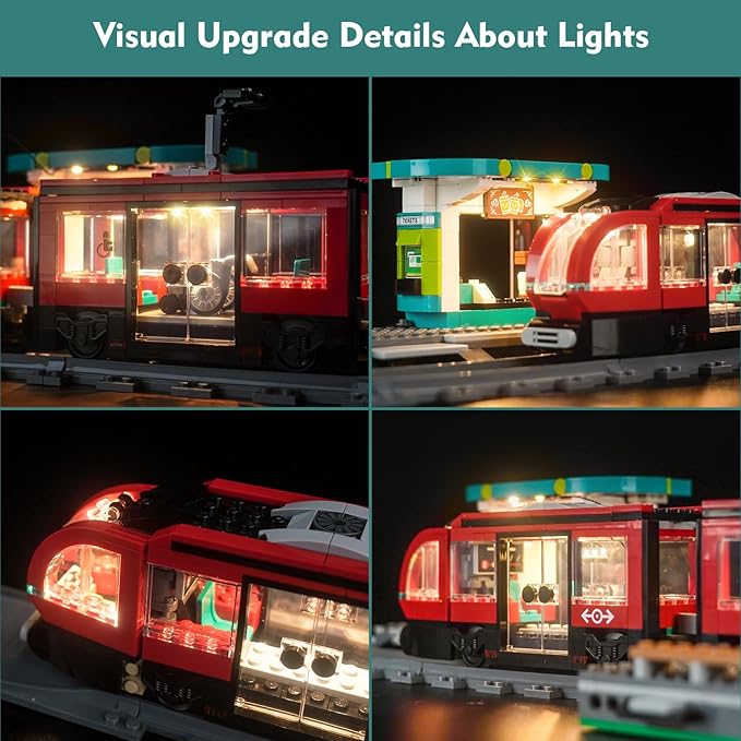 LED Light Kit Compatible with Lego 60423 Downtown Streetcar and Station (No Models Only Light) Creative Lighting Set Accessories Compatible with Lego 60423 Set