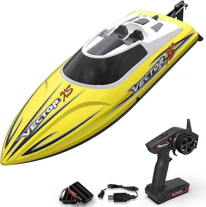 VOLANTEXRC RC Boat 20MPH Fast RC Boats for Adults 2.4Ghz Remote Control Boat for Pools and Lake with 2 Rechargeable Batteries Toys Gifts (Yellow)