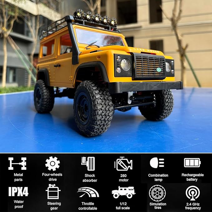 RC Crawler Remote Control Truck Off Road 1/12 Scale RC Rock Crawler 4x4 RTR Land Rover All Terrain 280 Motor Proportional Throttle Steering Upgraded Chassis 2025 Hobby Toy Adult MN98