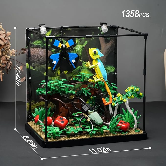ENJBRICK Flowers Botanical Butterfly Garden Building Set for AdutlsAnimals Insect Tank Building Toy Set for Boys and Girls 12 Years Up 1284 PCS