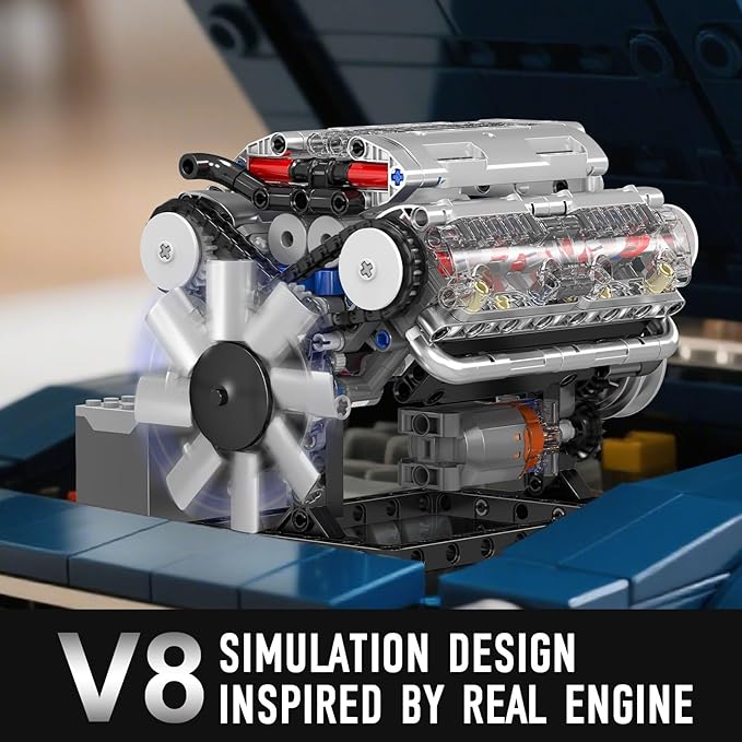 Mould King 10088 V8 Engine Model Building Kit That Runs Build Your Own Mini Engine That Works STEM Toy Gift for Adults 14+ Teens DIY Mechanic Engineering Construction for Display (535 PCS)