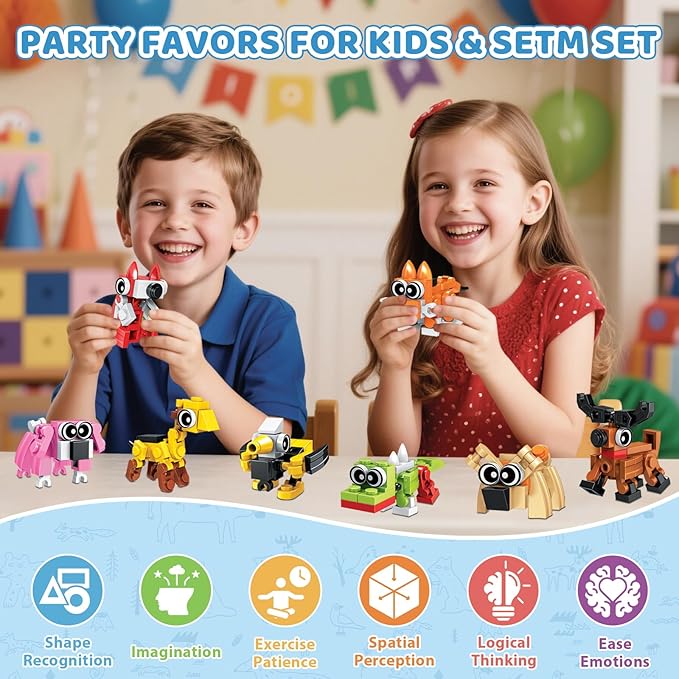30 Pack Easter Party Favors Building Set for Kids 750 Pcs Mini Animal 3-in-1 Building Block Kit Sets Classroom Goodie Bags Stuffers for Kid Best Birthday Gifts for Boys Girls Ages 6+