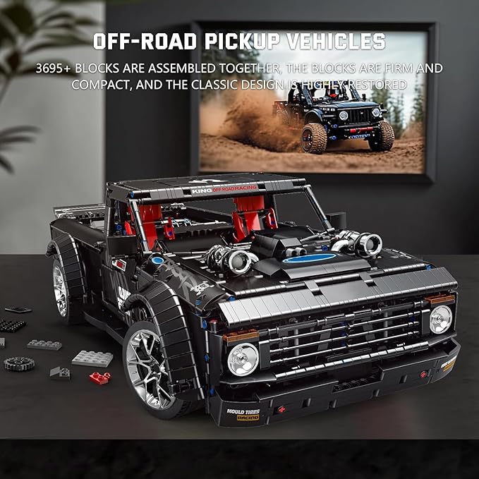 Mould King 13082 Pickup Truck Block Kits Model MOC Building Blocks Set to Build Gift for Age 14+/Adult Collections Enthusiasts(3695 Pieces with Motor/APP Remote Control)