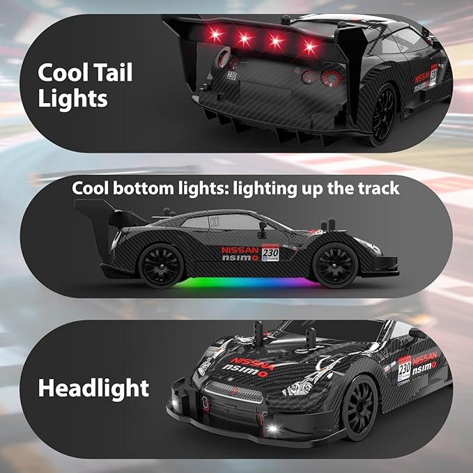 RC Drift Car 1/20 Scale 2.4GHz 4WD Remote Control Car with Led Lights 22KM/H High Speed Rechargeable Batteries Racing Sport Cars RC Cars for Kids Boys Girls Adults Gifts Birthday Christmas