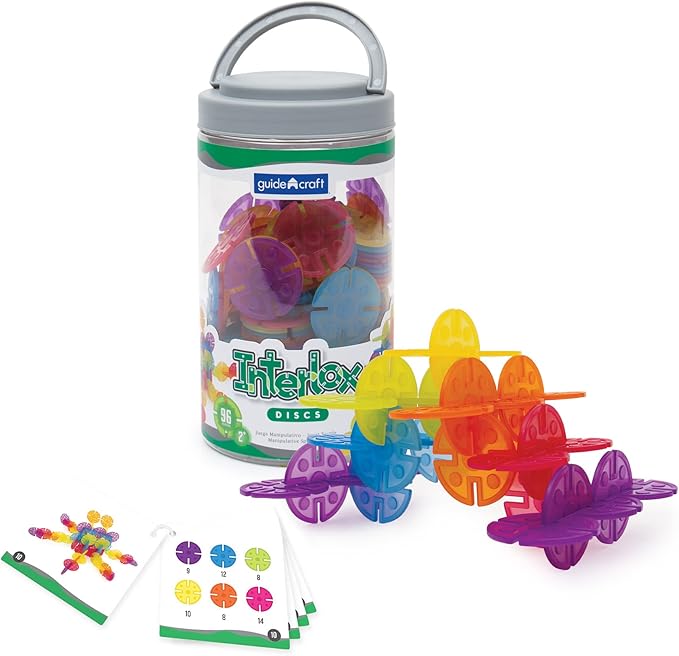 Guidecraft Interlox Discs - 96 Piece Set: Kids STEM Learning and Construction Toy Creative and Educational Building Set for Toddlers