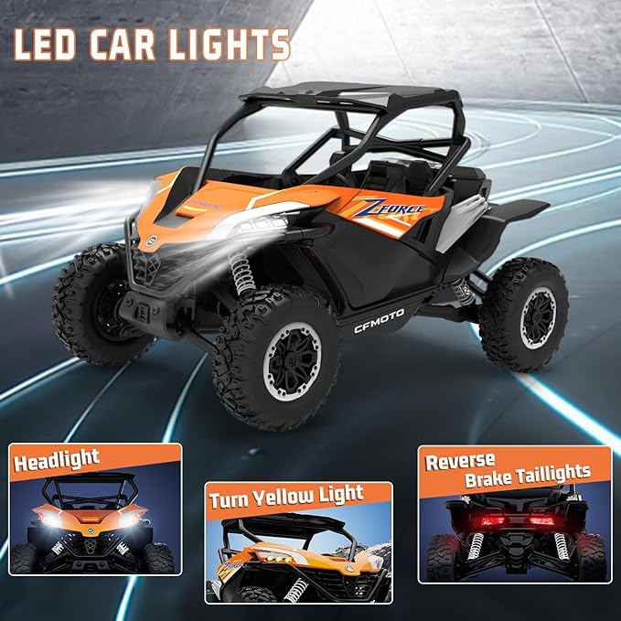 Remote Control Car All Terrain for Zforce 4WD Off Road UTV Trucks with 3 Speed and LED Bodylight 1:12 Scale Electric RC Crawler Vehicle Toy Gifts for Boys Girls Adults 2 Batteries Included