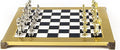Classic Metal Staunton Chess Set - Brass Nickel Pawns - Gold Black Chess Board