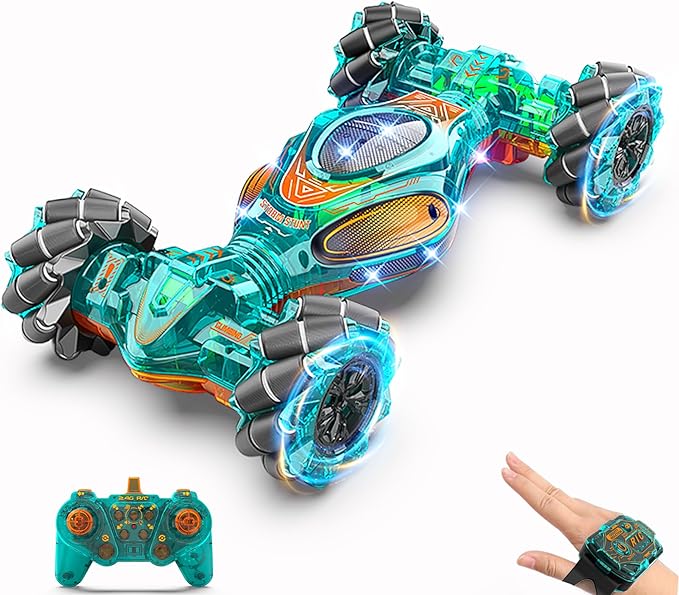 RC Cars 1:12 Gesture Sensing Stunt Car Toys for Boys Girls 6-12 Year Old 4WD Hand Remote Control Toy 360° Rotate Transform Off-Road Drift with Lights Sound Birthday Xmas Gifts for Kids