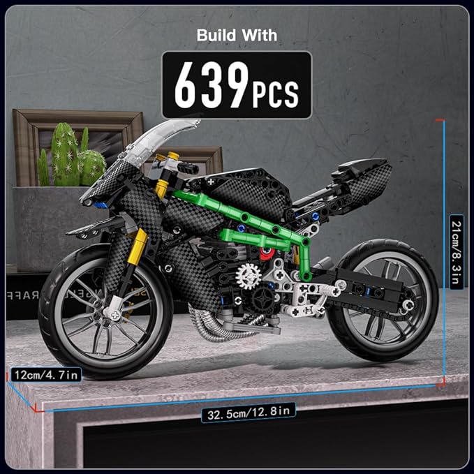Mould King Motorcycle Kit Building Sets 23002 Bike Model Kit Building Kit Moto Building Toys for Creative Play and Display Model Motorcycle Kits for Adults and Kids 14+ (639PCS)