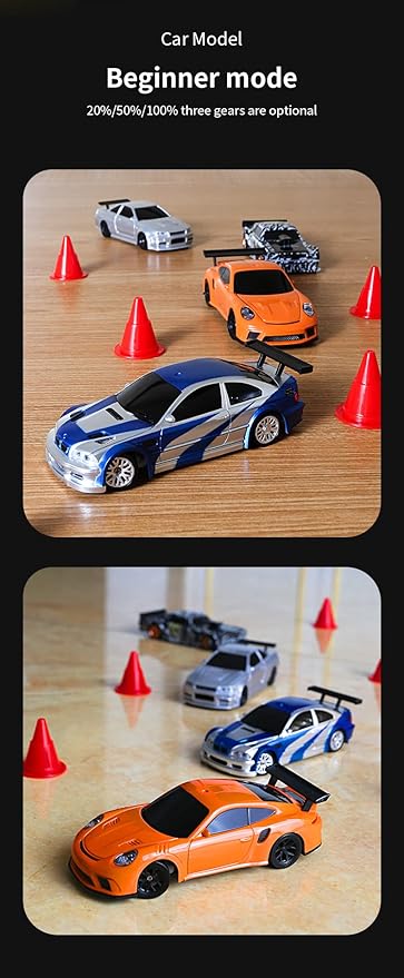 1/43 Mini RC Drift Car 2.4GHz RTR Full Proportional Remote Control Cars 4WD High Speed Racing Lights Kit and Racing Tires (4302)