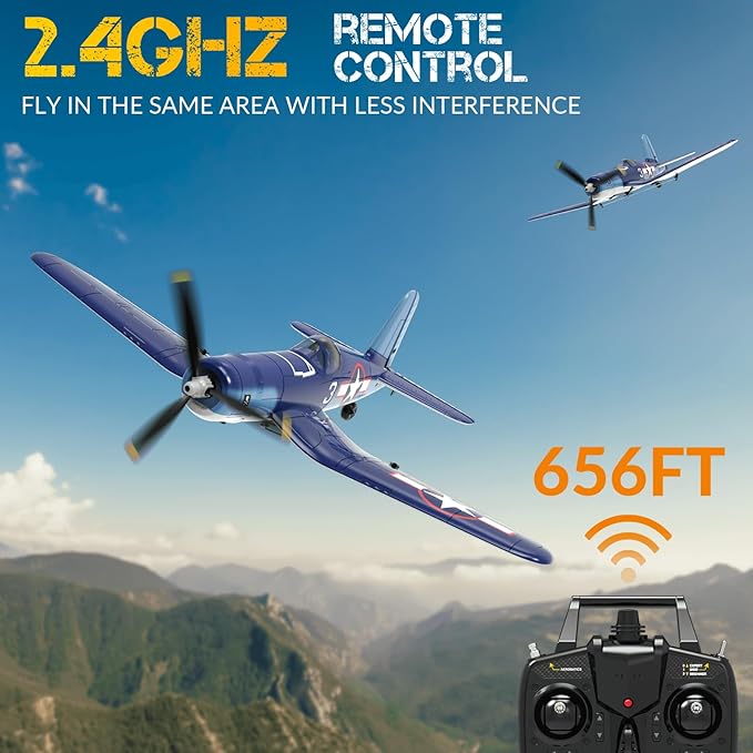 RC Planes for Adults 4 Channel RTF F4U Corsair RC Airplanes Fighters with 6-Axis Gyro 3 Flight Modes and One-Key Aerobatic Function Wingspan 400mm Suitable for Outdoors and Gifts
