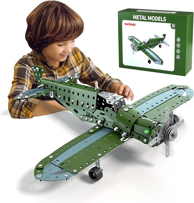 Model Airplane STEM Building Projects Toys - DIY Building STEM Projects Toys for Kids Boys Girls Ages 8-12-16 Assembly Science Kit Model Plane Birthday Gift Toys for Kids Boys 8 9 10 11 12 Years Old