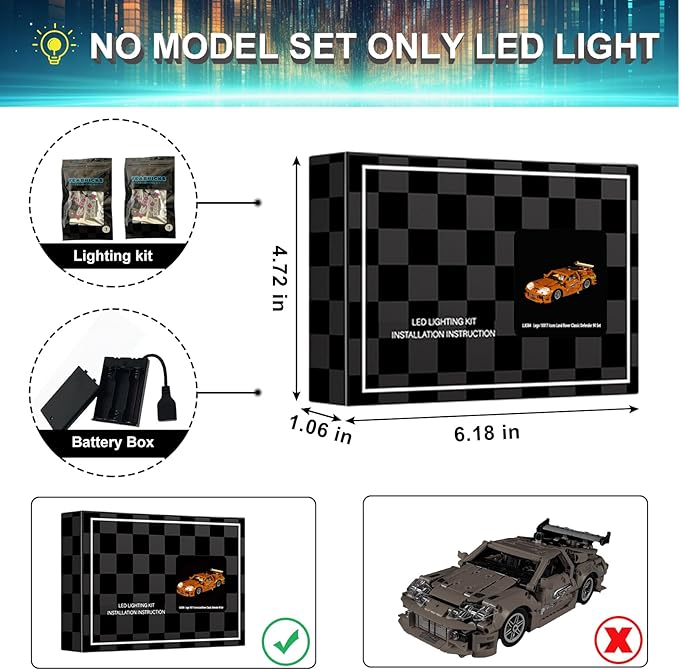 LED Light Kit for Lego 42204 Fast and Furious Supra-MK4 Set Compatible with Lego 42204 Building Blocks Model(Not Include Blocks Set)