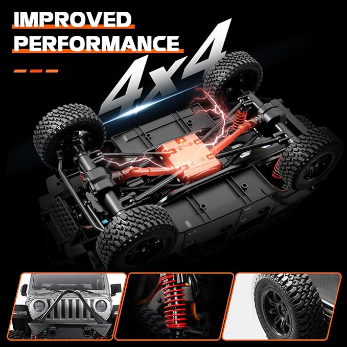 ARRIS 1/12 RC Crawler MN-128 RC Rock Crawler 4x4 4WD RC Jeep Truck 2.4GHz Remote Control Off Road Car with LED Lights for Adults Hobby Grade RTF Toy Vehicle Gifts