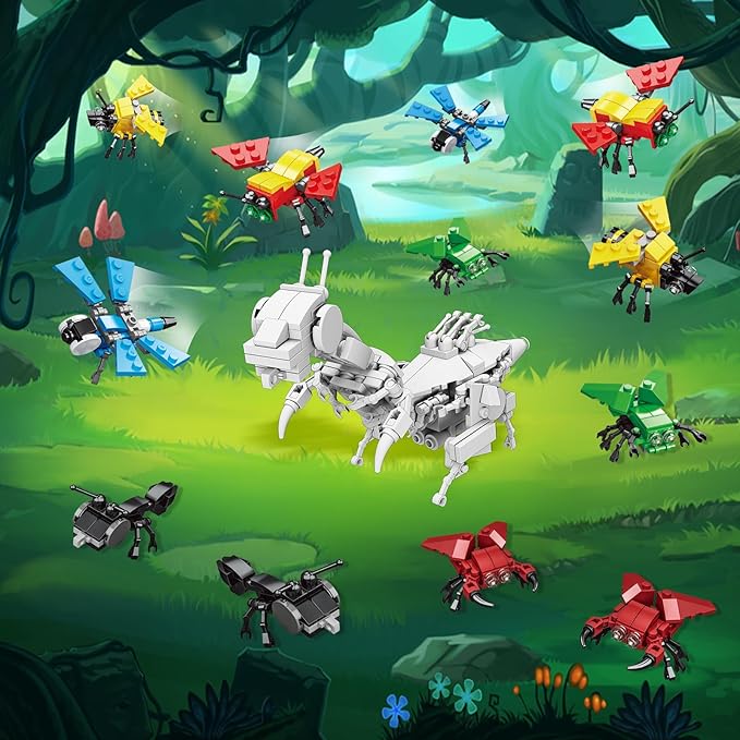 Mini Building Block Sets 12PCS Insects Building Blocks 6 in 1 STEM Toys Eggs Building Sets Party Favors for Kids Goodie Bags Prizes/Birthday Gifts