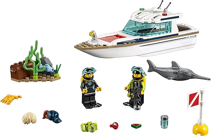 City Great Vehicles Diving Yacht Toy Boat Building Sets for Kids