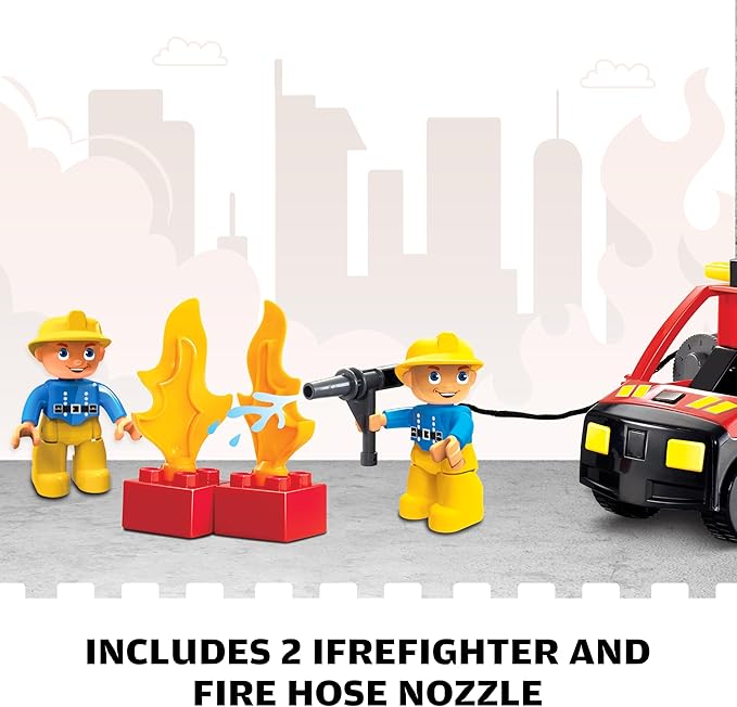 Fire Station Playset Fire Trucks for Toddlers 3-5 Classic Big Building Blocks Compatible with Lego Fire Station and DUPLOs for Age 3-5 Firefighter Gifts Firetruck Toys 3-5 Years Old